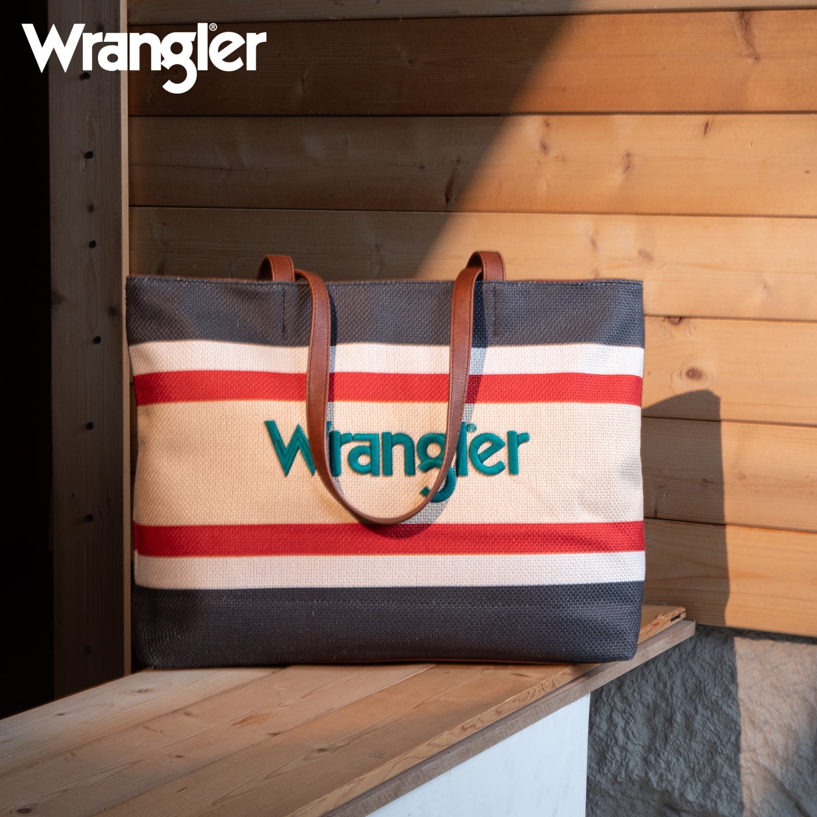 Wrangler Striped Canvas Tote Bag