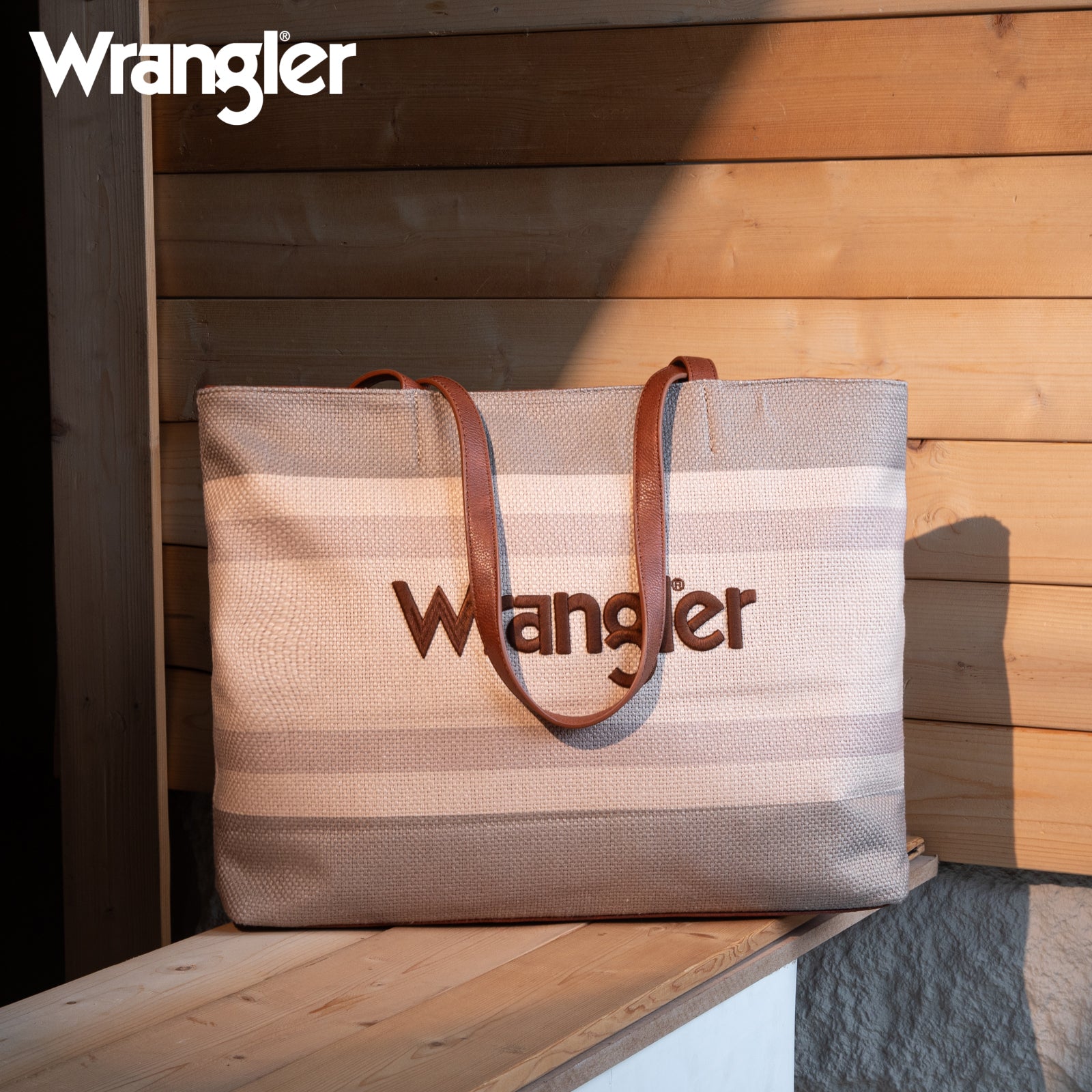 Wrangler Striped Canvas Tote Bag