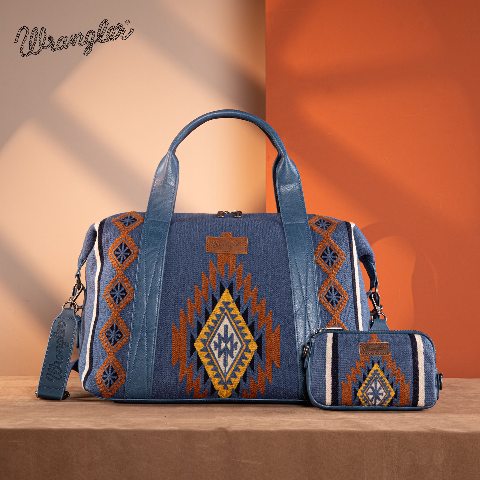 Wrangler Aztec Knitted Duffle Bag Set