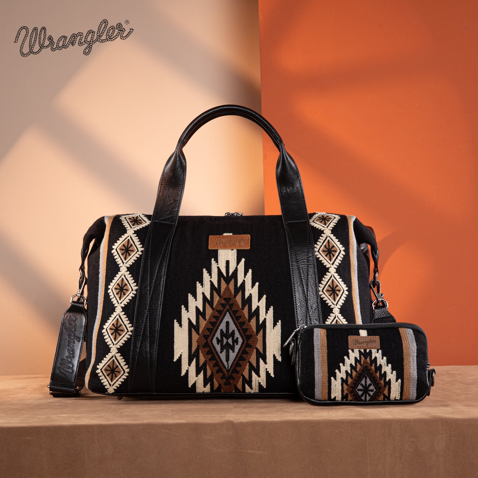 Wrangler Aztec Knitted Duffle Bag Set