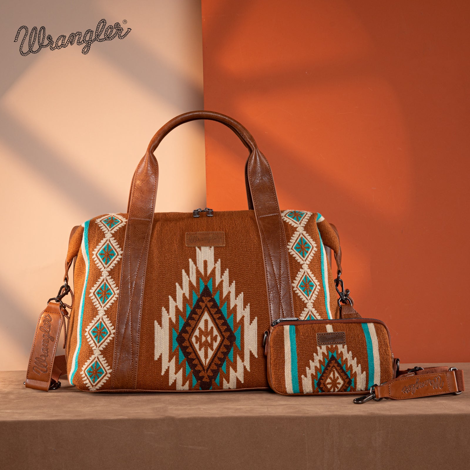 Wrangler Aztec Knitted Duffle Bag Set