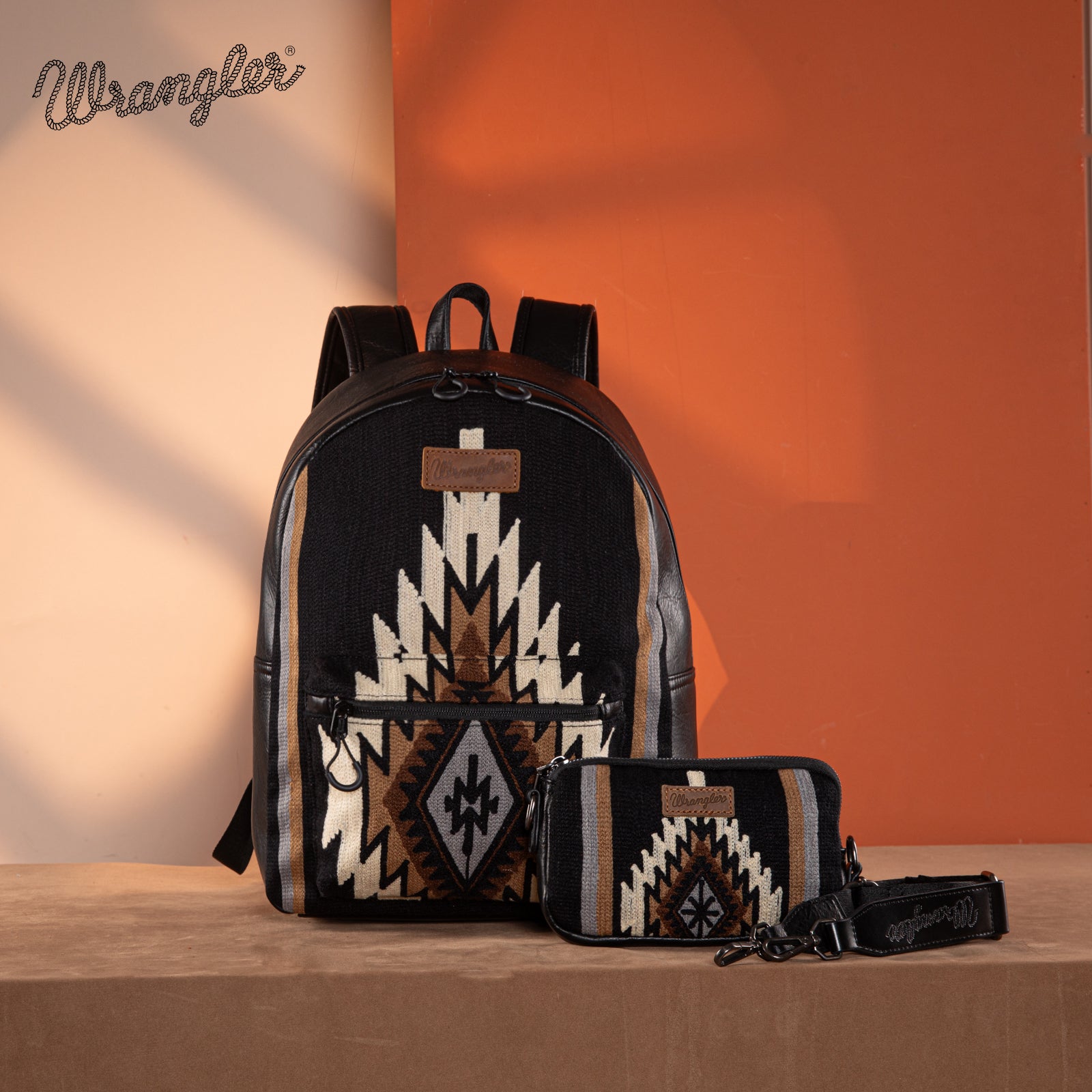 Wrangler Aztec Knitted Backpack Set