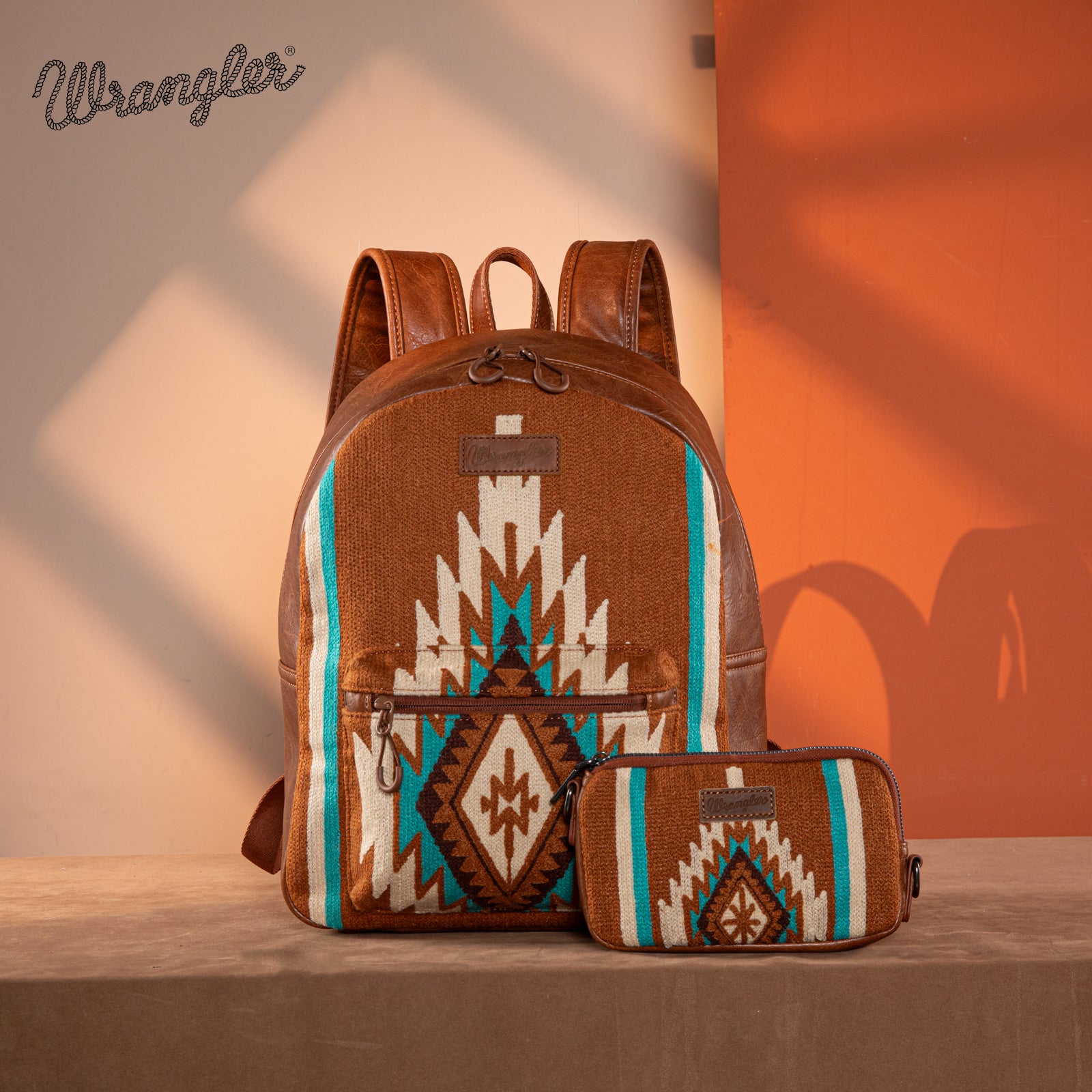 Wrangler Aztec Knitted Backpack Set