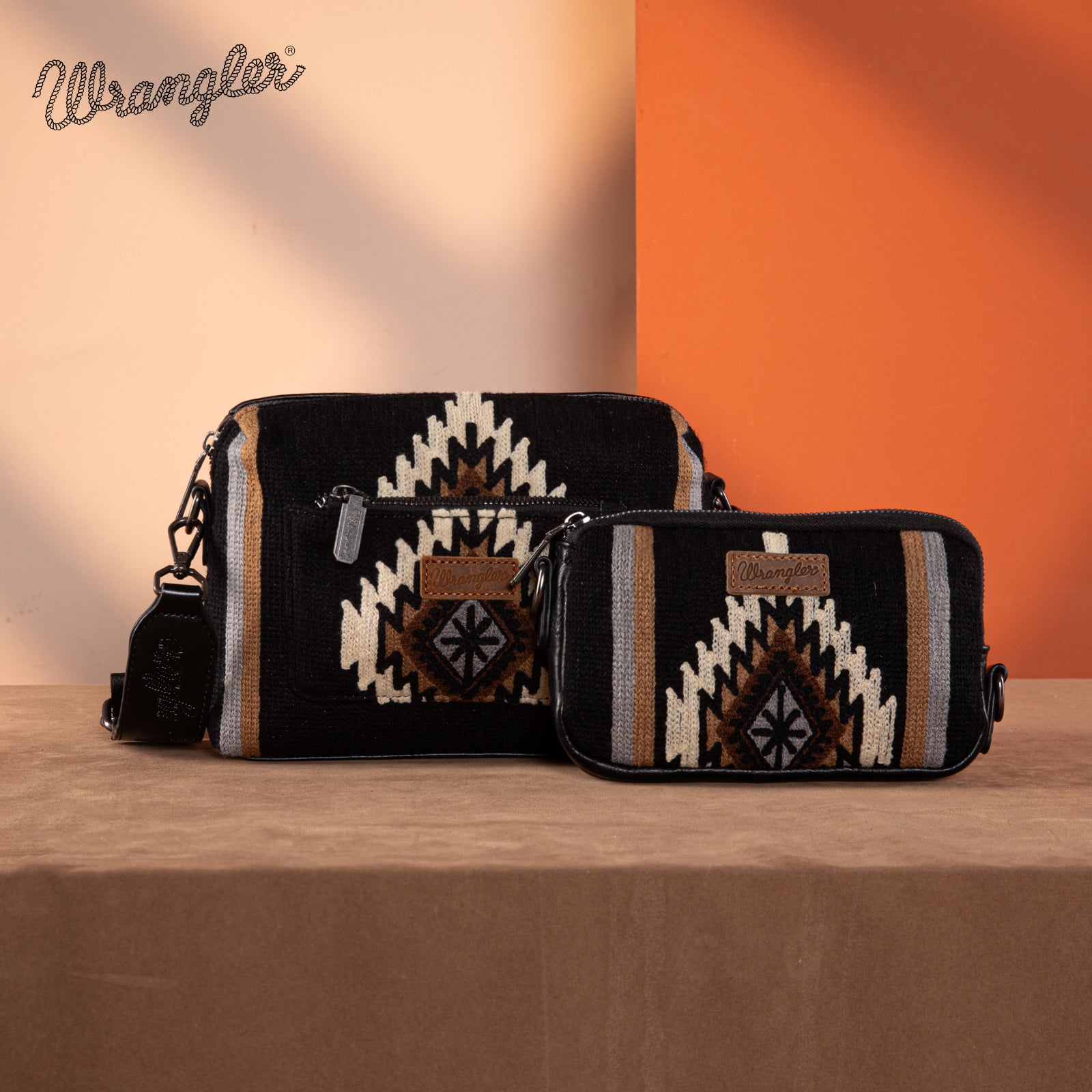 Wrangler Aztec Knitted Crossbody Purse Set