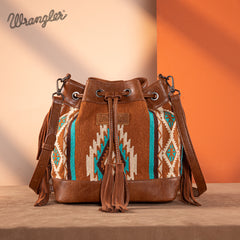 Wrangler Aztec Knitted Bucket Bag Set