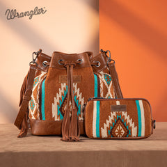 Wrangler Aztec Knitted Bucket Bag Set