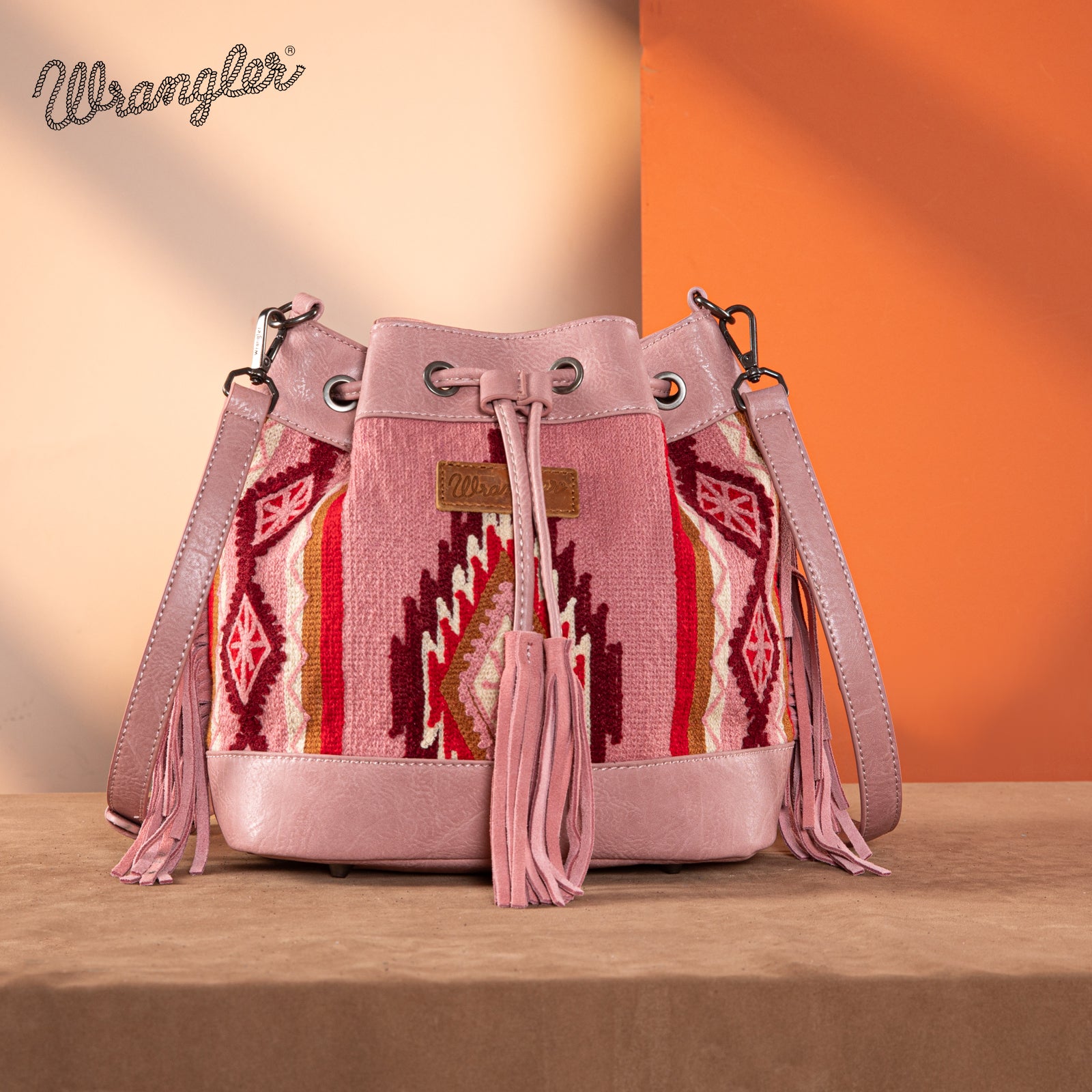 Wrangler Aztec Knitted Bucket Bag Set