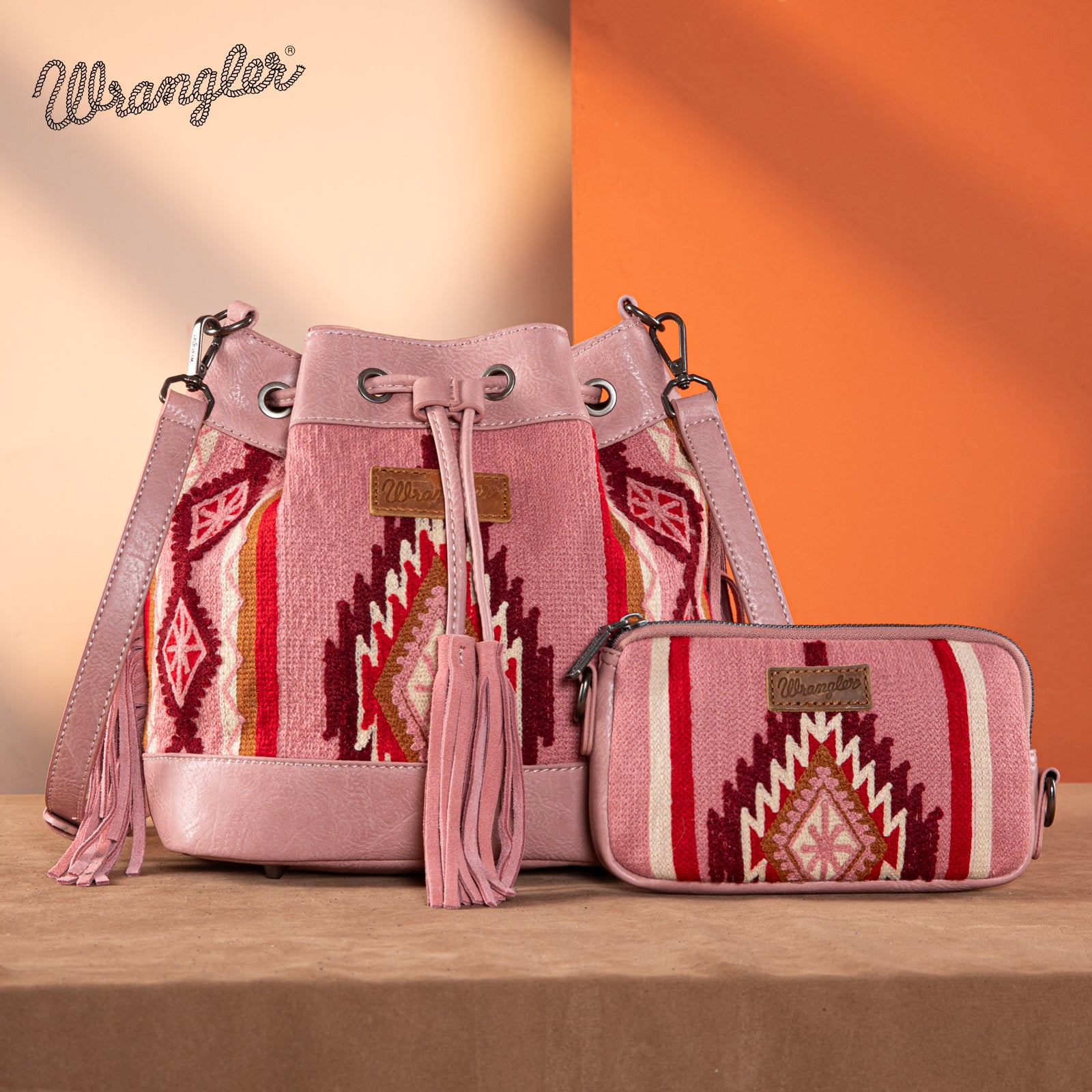 Wrangler Aztec Knitted Bucket Bag Set