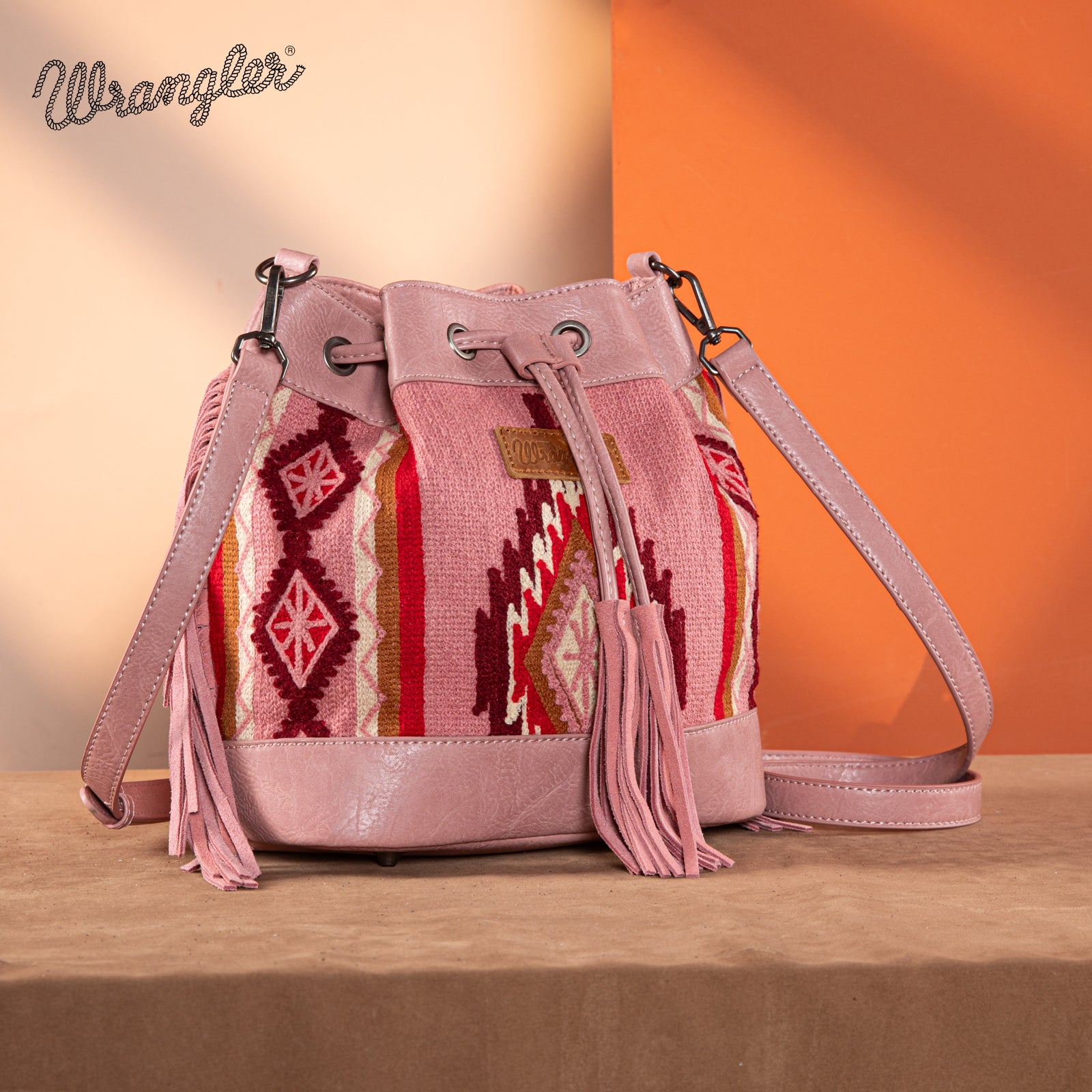 Wrangler Aztec Knitted Bucket Bag Set