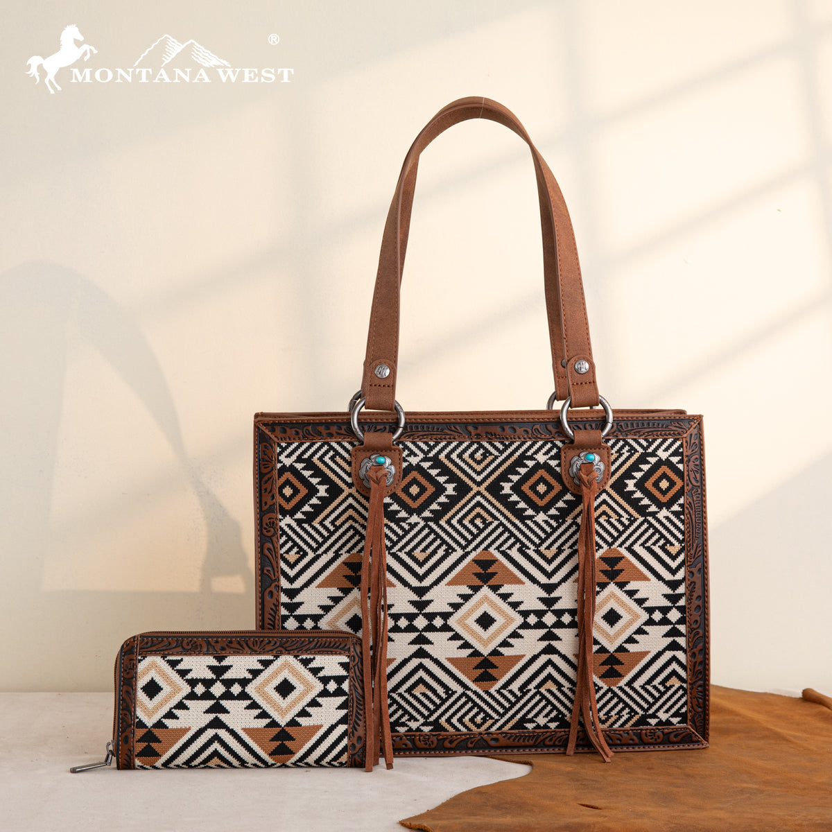 Montana West Southwestern Concealed Carry Tote Bag Set