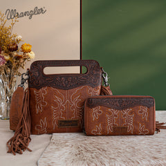 Wrangler Tooled Fringe Crossbody Bag Set