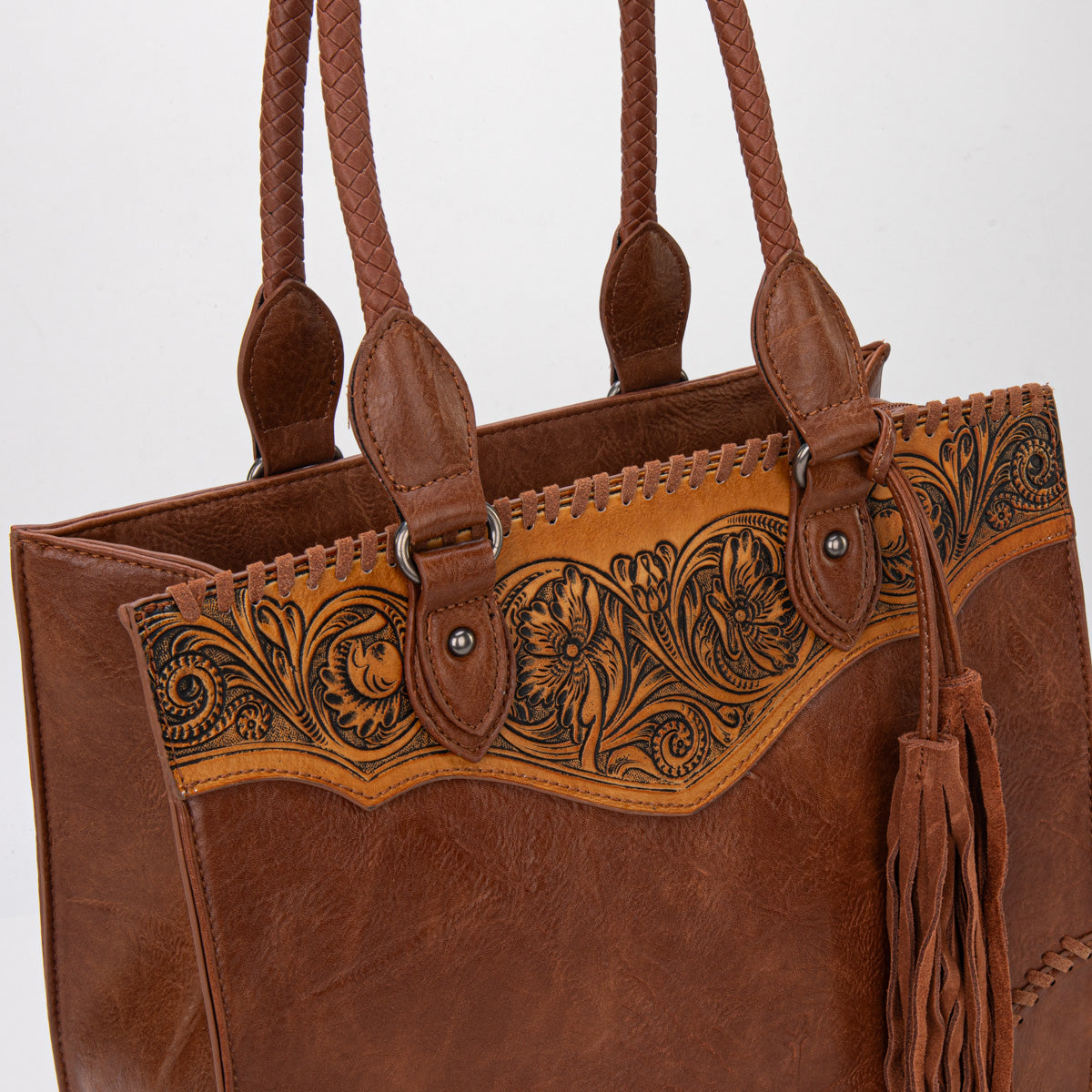 Montana West Tooled Fringe Tote Bag