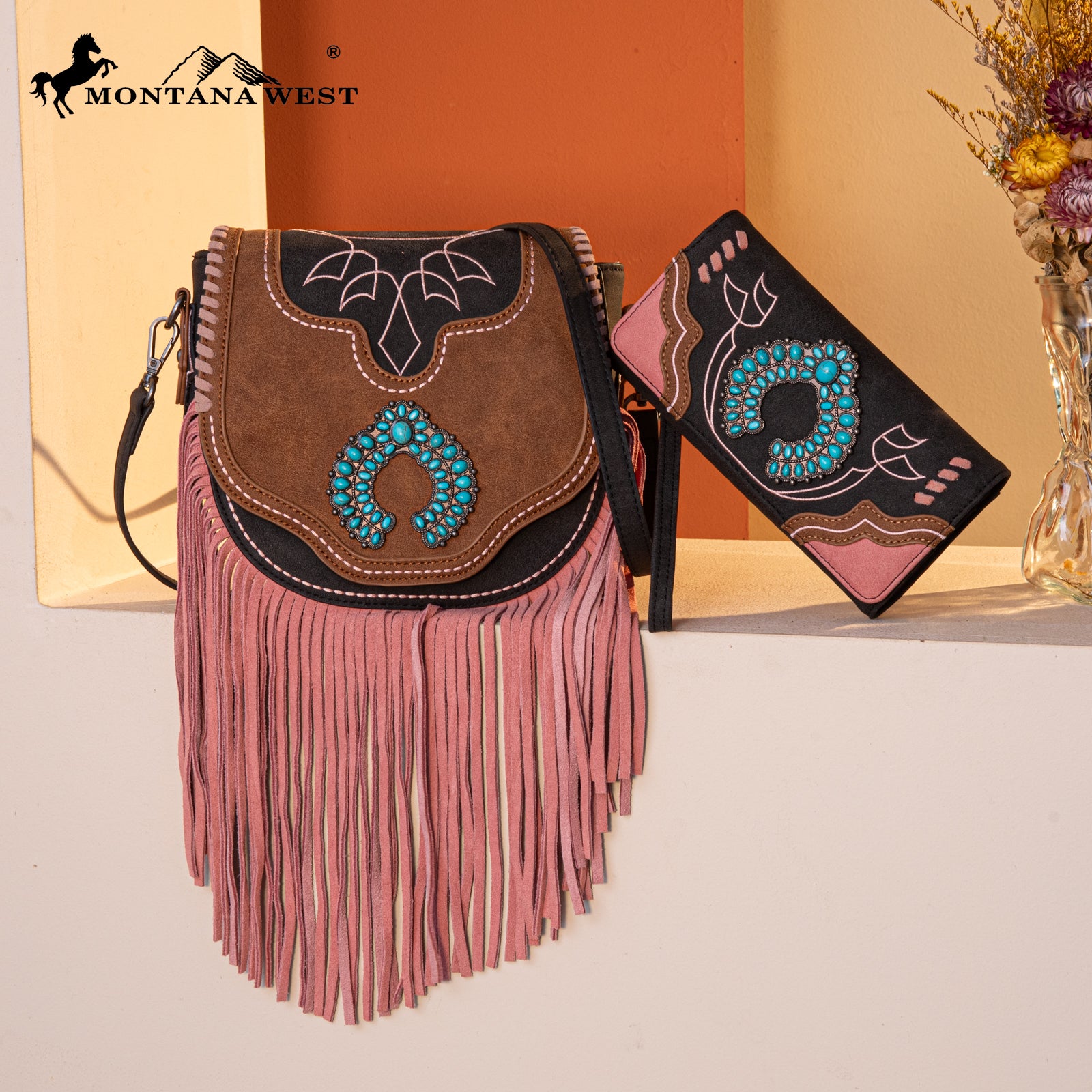 Montana West Fringe Concho Crossbody Purse Set