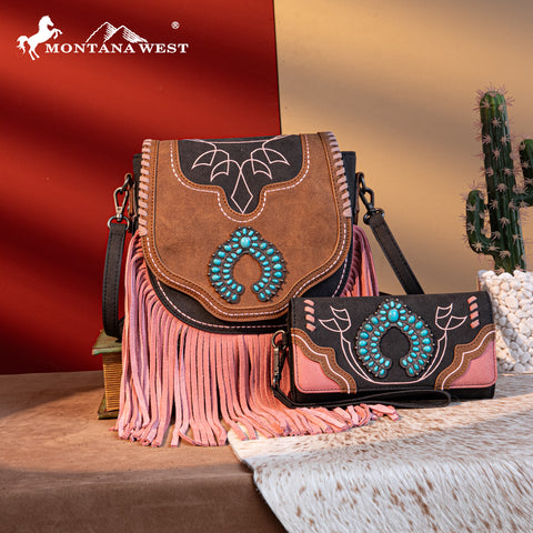 Montana West Fringe Concho Crossbody Purse Set