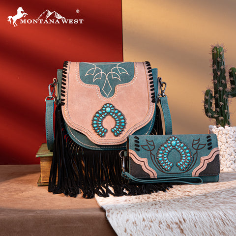 Montana West Fringe Concho Crossbody Purse Set