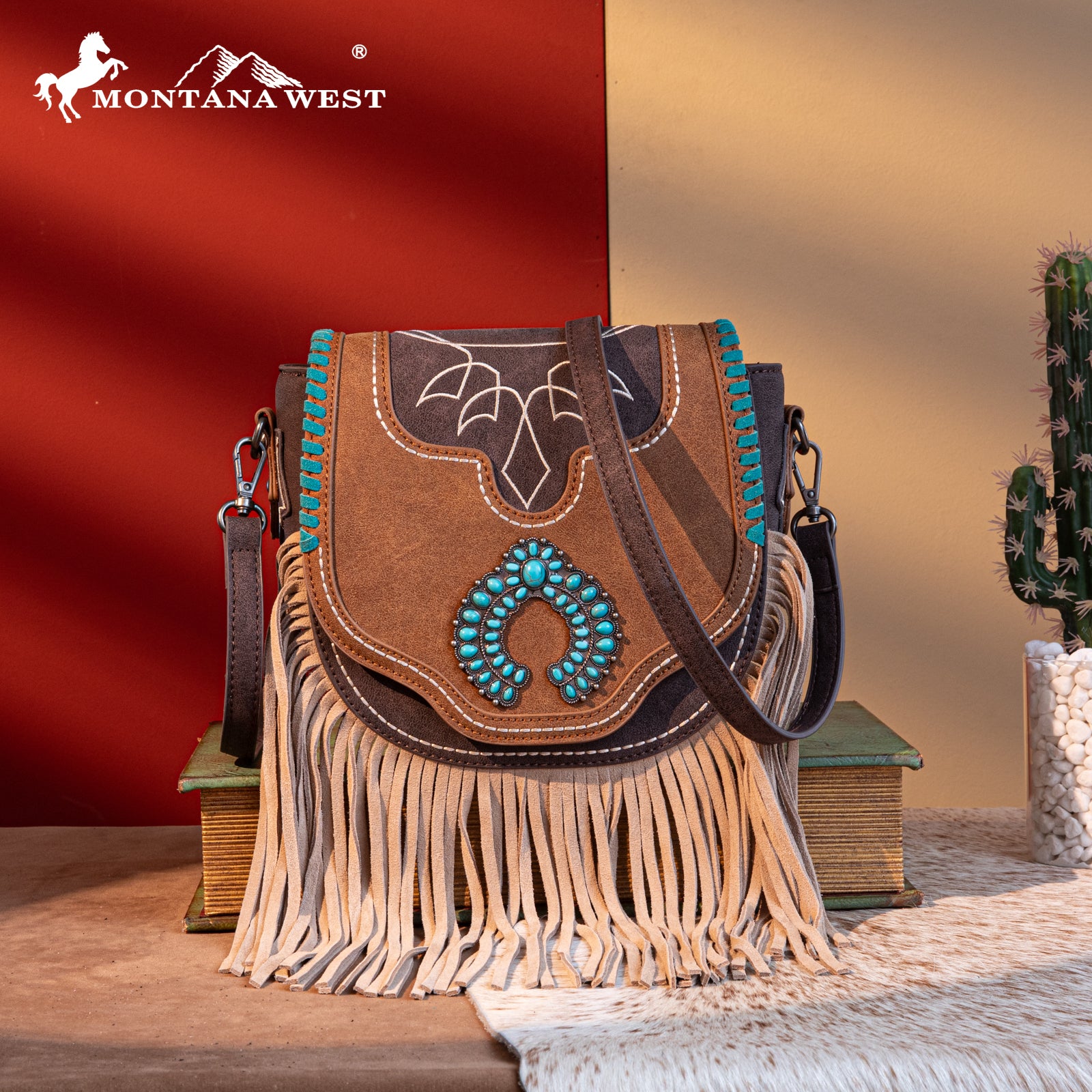 Montana West Fringe Concho Crossbody Purse Set