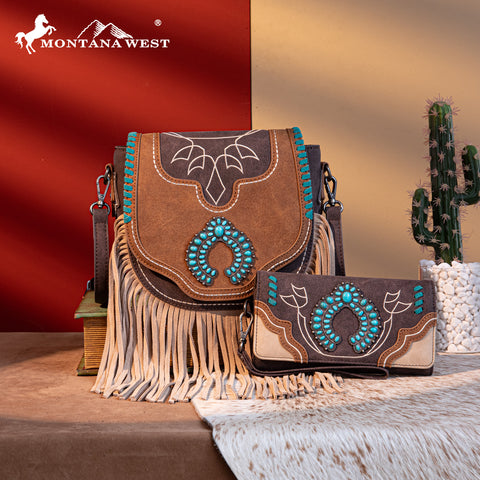 Montana West Fringe Concho Crossbody Purse Set