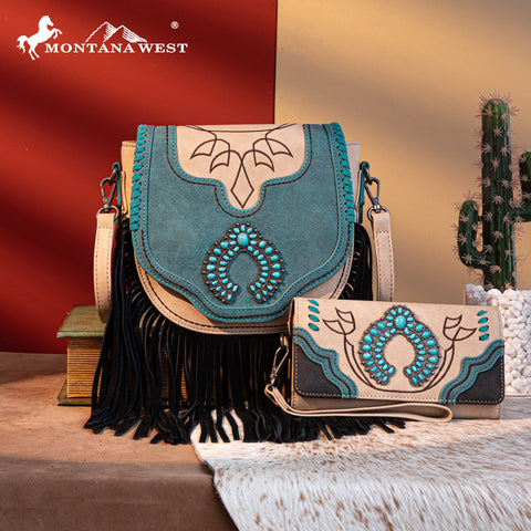 Montana West Fringe Concho Crossbody Purse Set