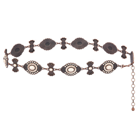 Rustic Couture's®  Etched Oval Concho Link Chain Belt