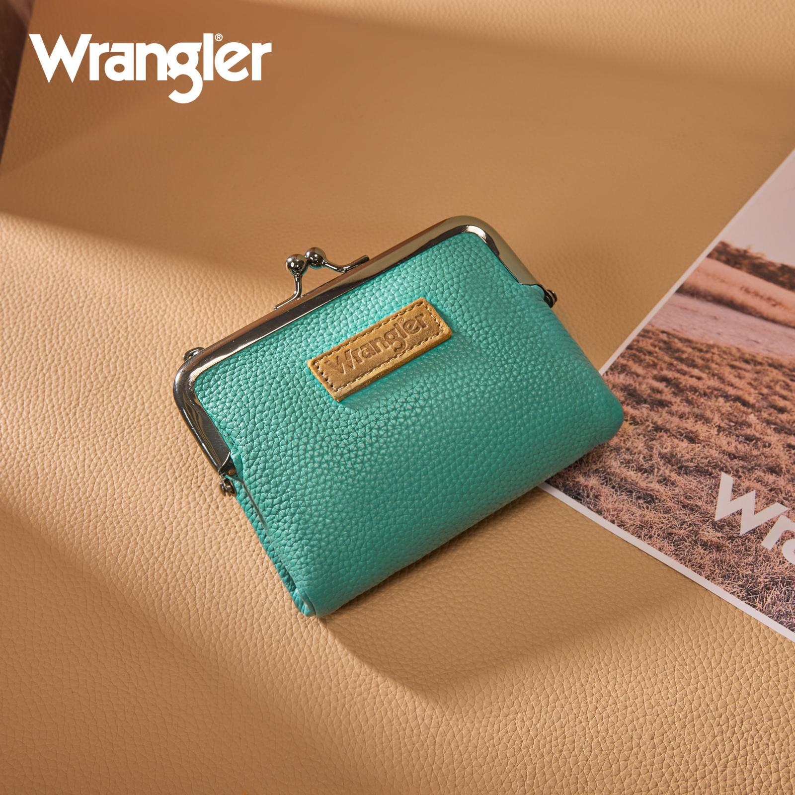 Wrangler Women's Wallet RFID Blocking Wallets Small Bifold Credit Card Holder with Kiss Clasp Black