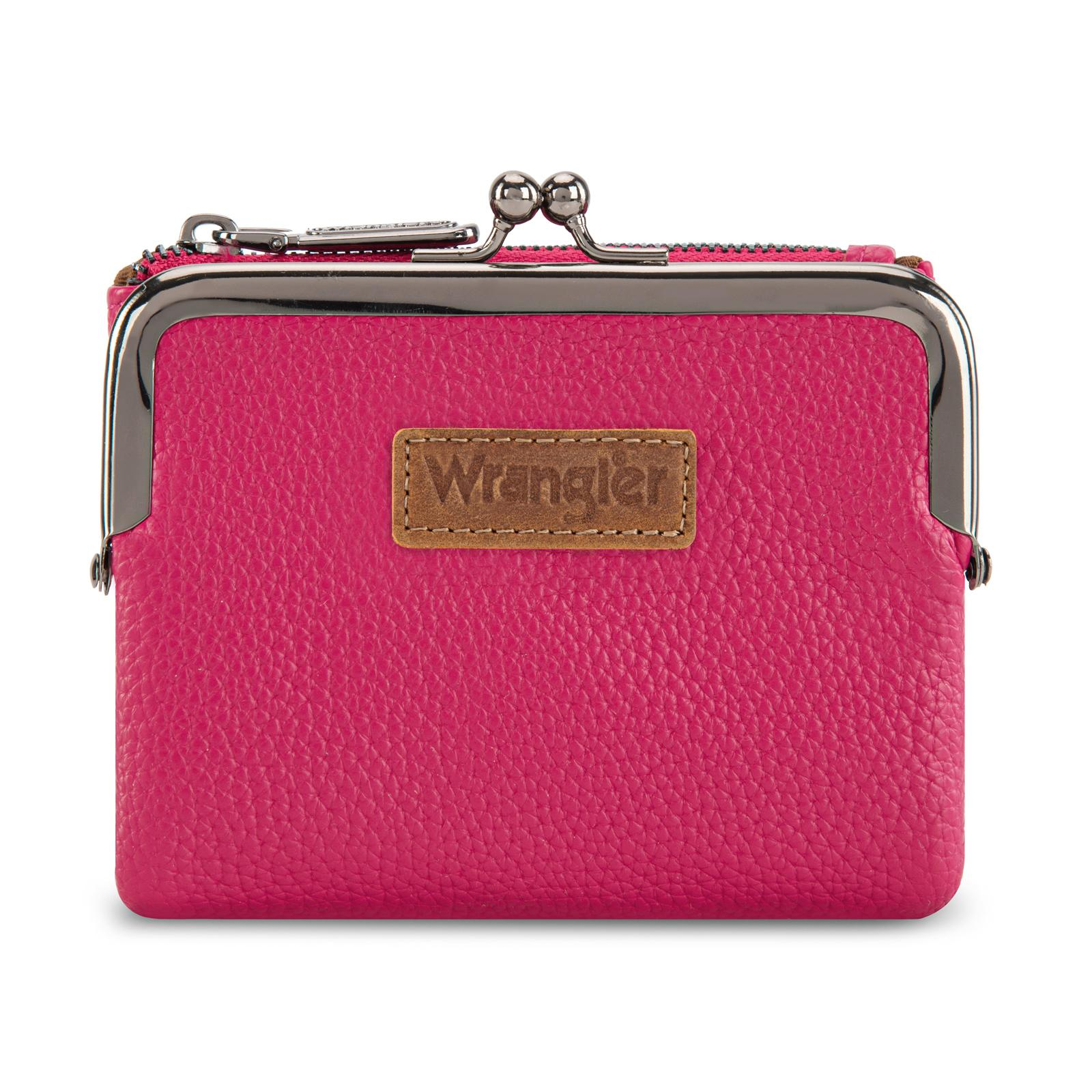 Wrangler Women's Wallet RFID Blocking Wallets Small Bifold Credit Card Holder with Kiss Clasp Black