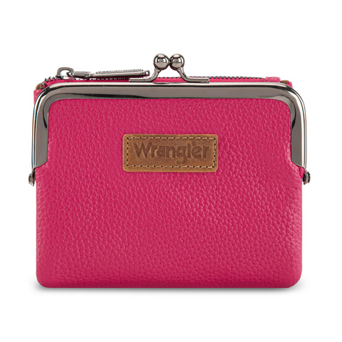 Wrangler Women's Wallet RFID Blocking Wallets Small Bifold Credit Card Holder with Kiss Clasp Black