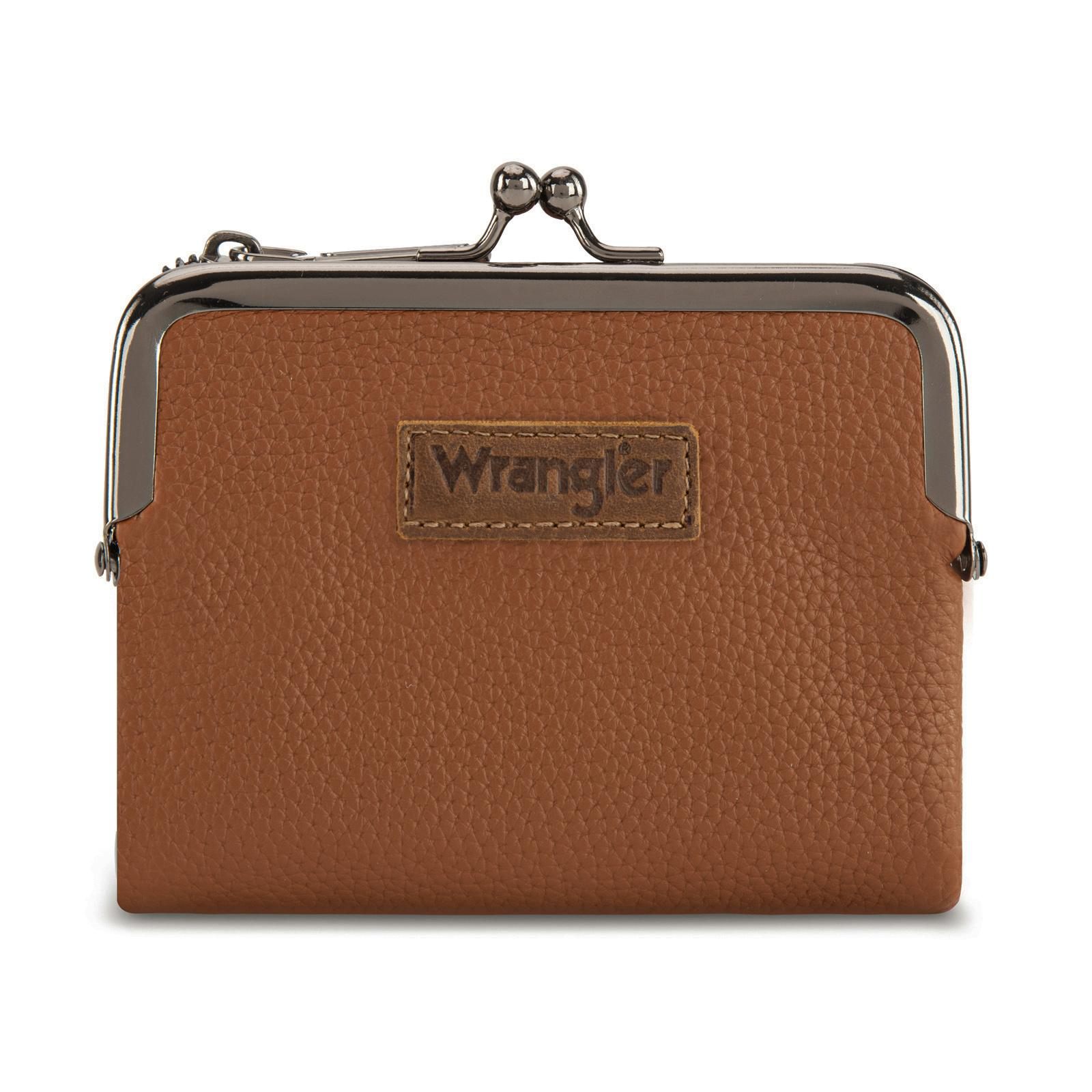 Wrangler Women's Wallet RFID Blocking Wallets Small Bifold Credit Card Holder with Kiss Clasp Black