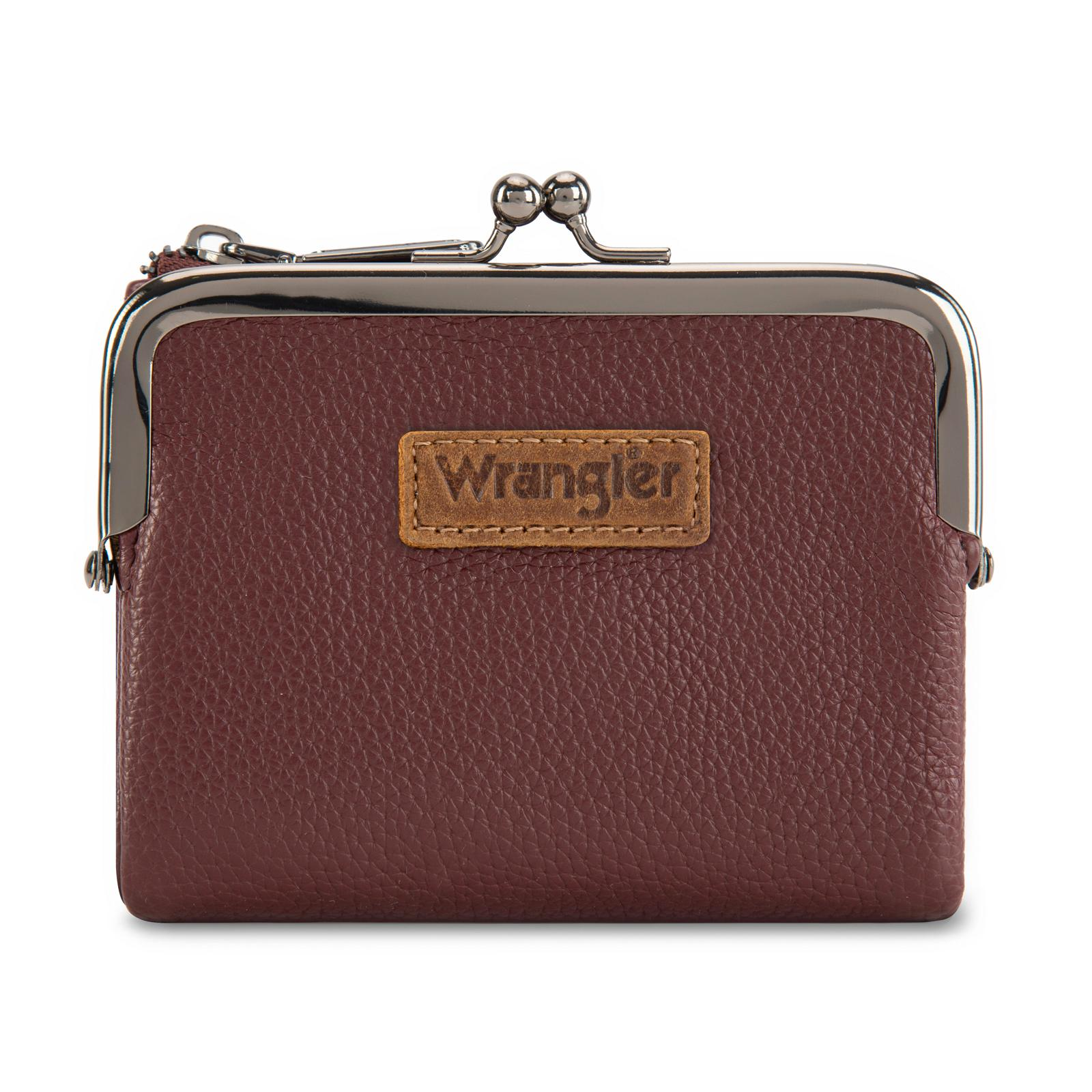 Wrangler Women's Wallet RFID Blocking Wallets Small Bifold Credit Card Holder with Kiss Clasp Black