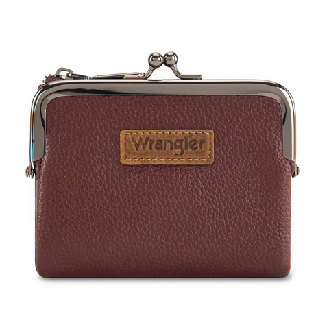 Wrangler Women's Wallet RFID Blocking Wallets Small Bifold Credit Card Holder with Kiss Clasp Black