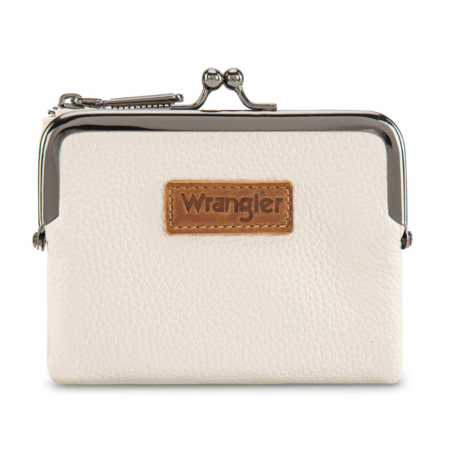 Wrangler Women's Wallet RFID Blocking Wallets Small Bifold Credit Card Holder with Kiss Clasp Black