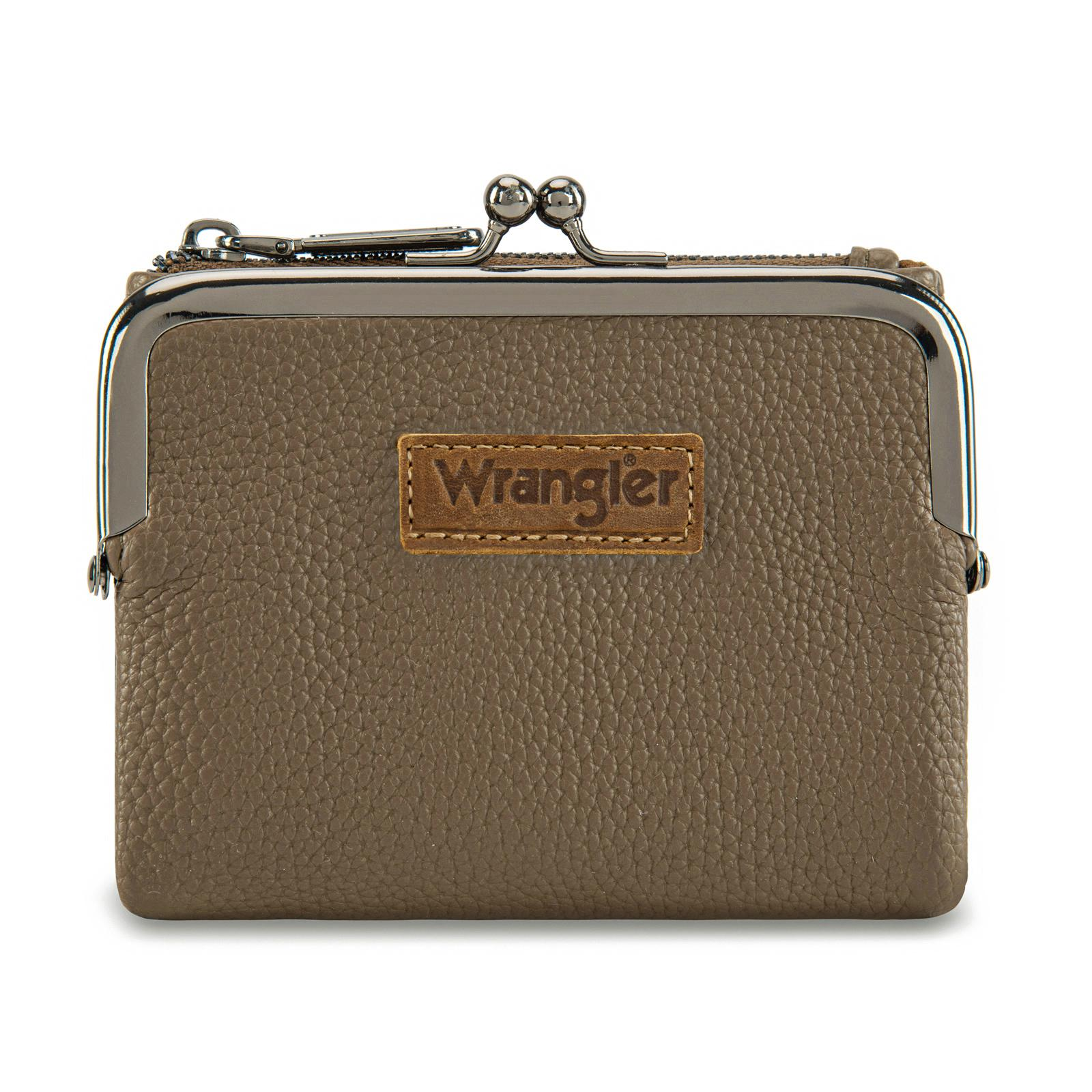 Wrangler Women's Wallet RFID Blocking Wallets Small Bifold Credit Card Holder with Kiss Clasp Black