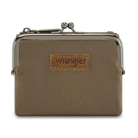 Wrangler Women's Wallet RFID Blocking Wallets Small Bifold Credit Card Holder with Kiss Clasp Black