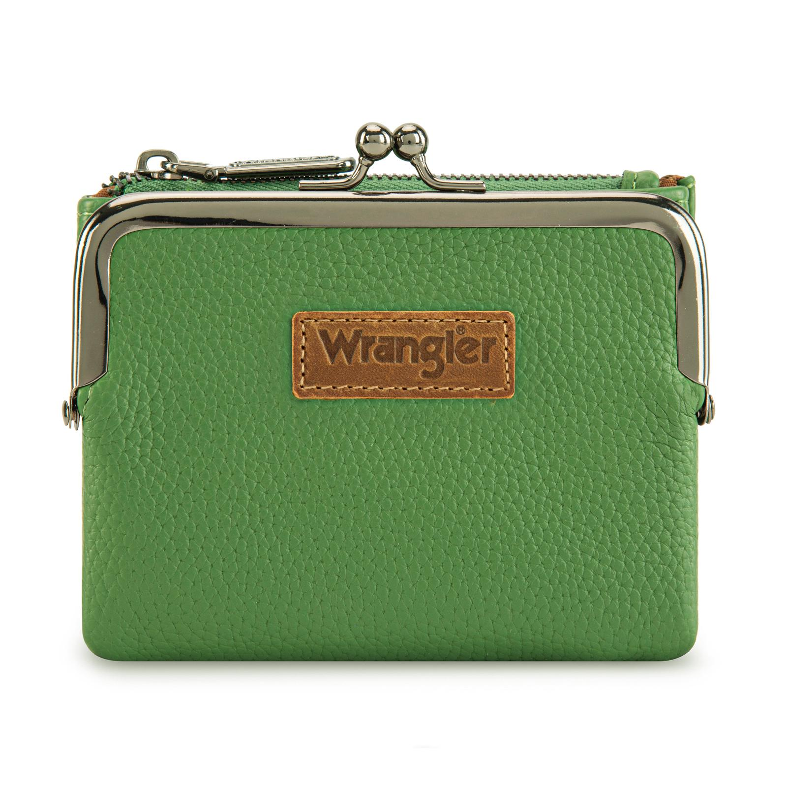 Wrangler Women's Wallet RFID Blocking Wallets Small Bifold Credit Card Holder with Kiss Clasp Black