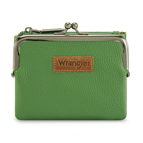 Wrangler Women's Wallet RFID Blocking Wallets Small Bifold Credit Card Holder with Kiss Clasp Black