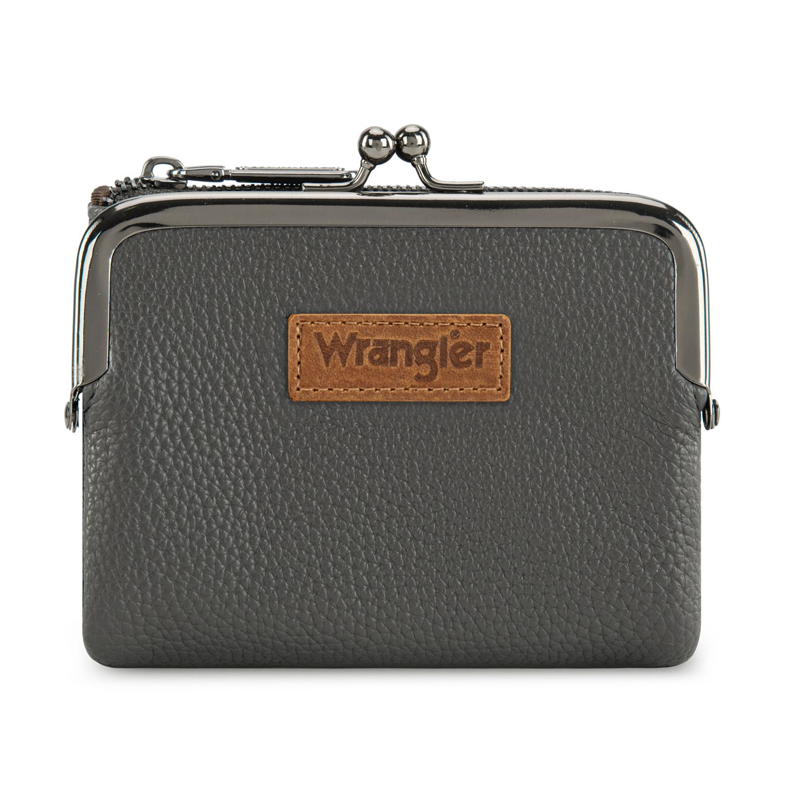 Wrangler Women's Wallet RFID Blocking Wallets Small Bifold Credit Card Holder with Kiss Clasp Black