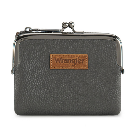 Wrangler Women's Wallet RFID Blocking Wallets Small Bifold Credit Card Holder with Kiss Clasp Black