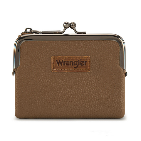 Wrangler Women's Wallet RFID Blocking Wallets Small Bifold Credit Card Holder with Kiss Clasp Black