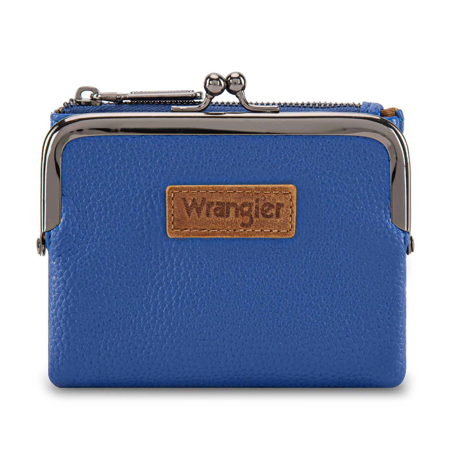 Wrangler Women's Wallet RFID Blocking Wallets Small Bifold Credit Card Holder with Kiss Clasp Black