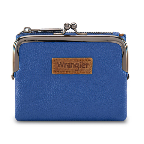 Wrangler Women's Wallet RFID Blocking Wallets Small Bifold Credit Card Holder with Kiss Clasp Black