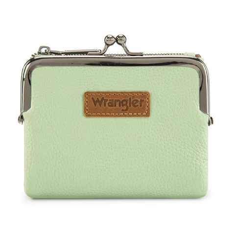 Wrangler Women's Wallet RFID Blocking Wallets Small Bifold Credit Card Holder with Kiss Clasp Black