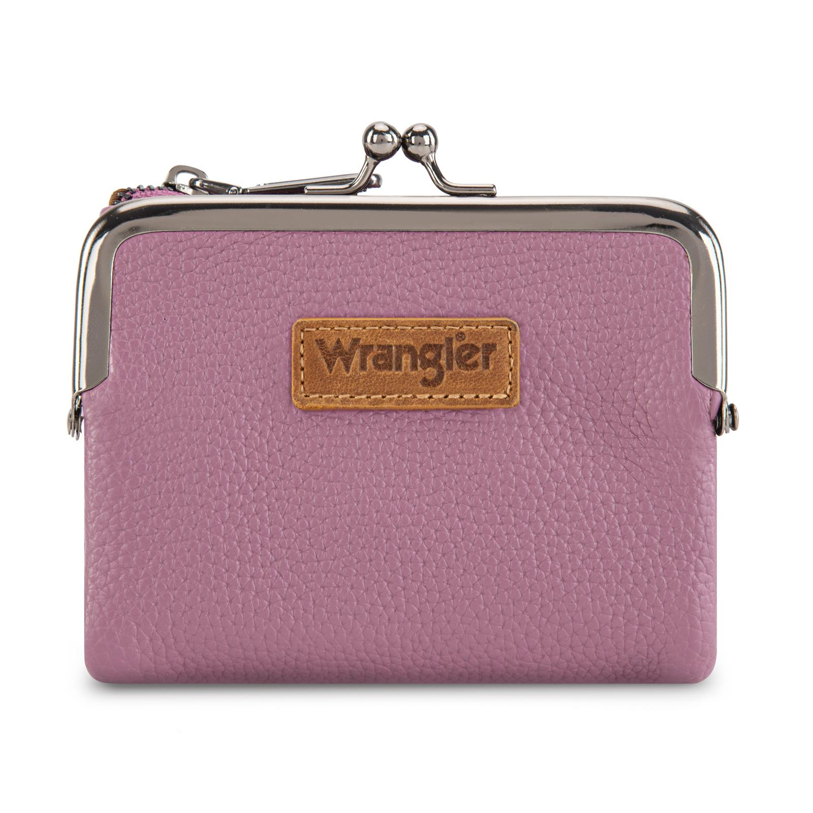 Wrangler Women's Wallet RFID Blocking Wallets Small Bifold Credit Card Holder with Kiss Clasp Black