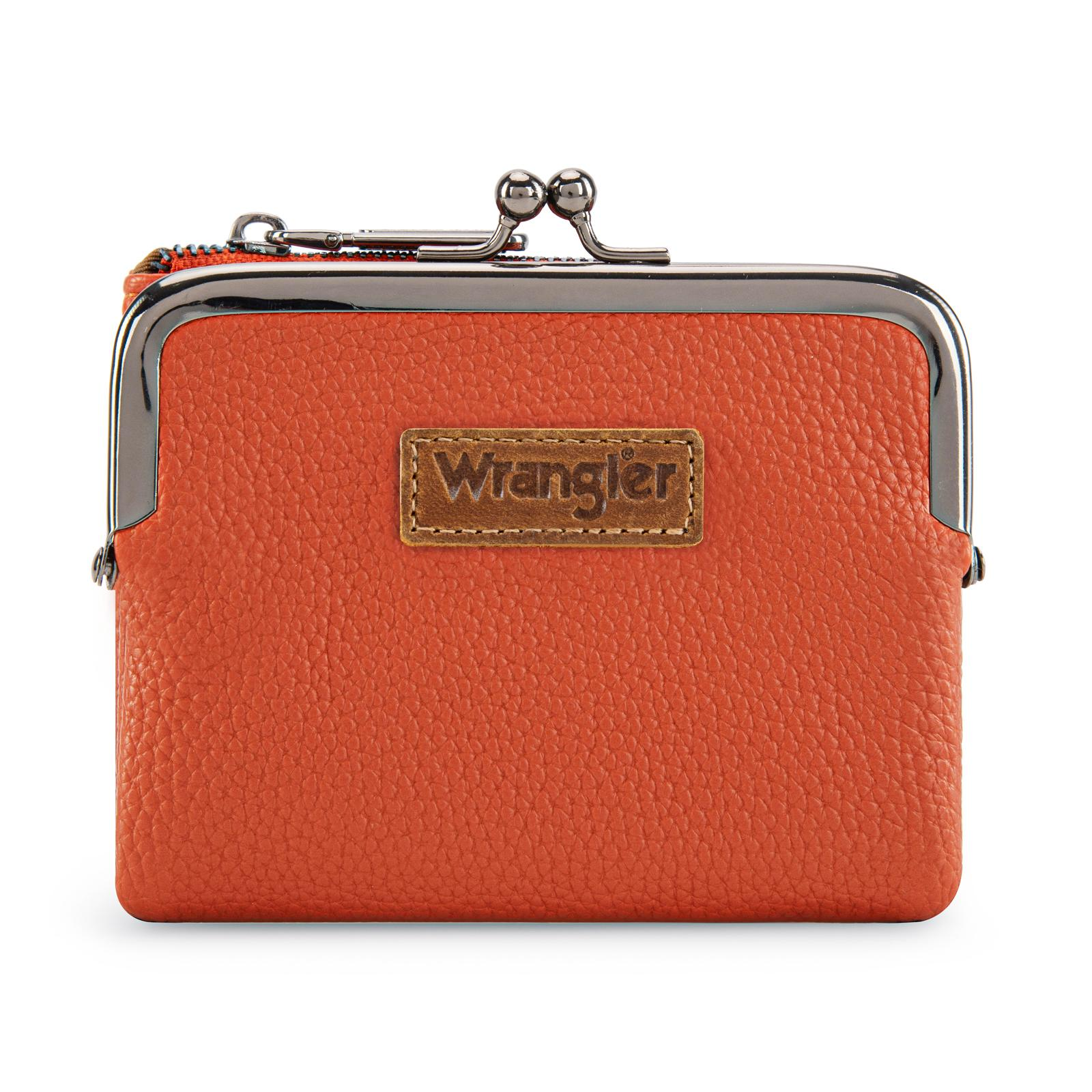 Wrangler Women's Wallet RFID Blocking Wallets Small Bifold Credit Card Holder with Kiss Clasp Black