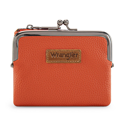 Wrangler Women's Wallet RFID Blocking Wallets Small Bifold Credit Card Holder with Kiss Clasp Black