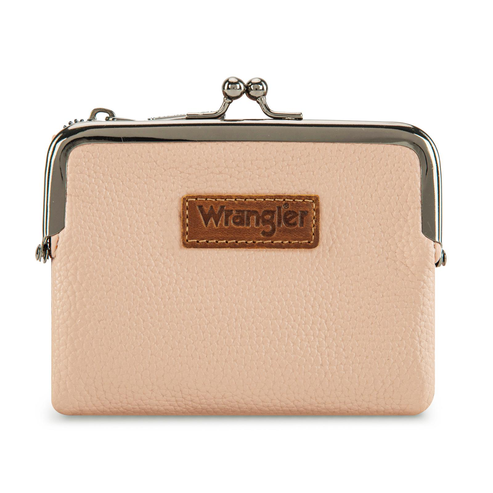 Wrangler Women's Wallet RFID Blocking Wallets Small Bifold Credit Card Holder with Kiss Clasp Black