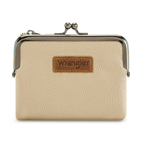 Wrangler Women's Wallet RFID Blocking Wallets Small Bifold Credit Card Holder with Kiss Clasp Black