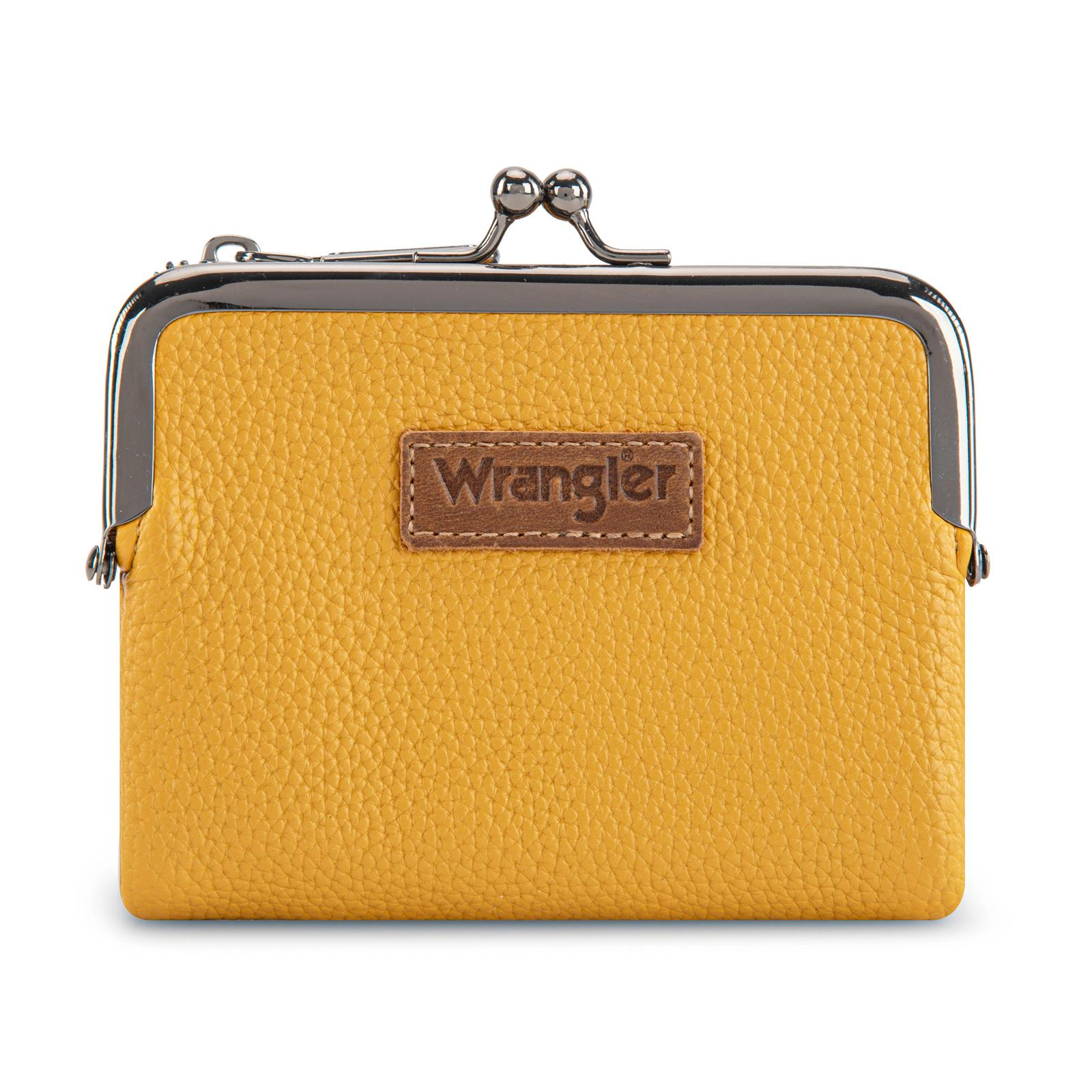 Wrangler Women's Wallet RFID Blocking Wallets Small Bifold Credit Card Holder with Kiss Clasp Black