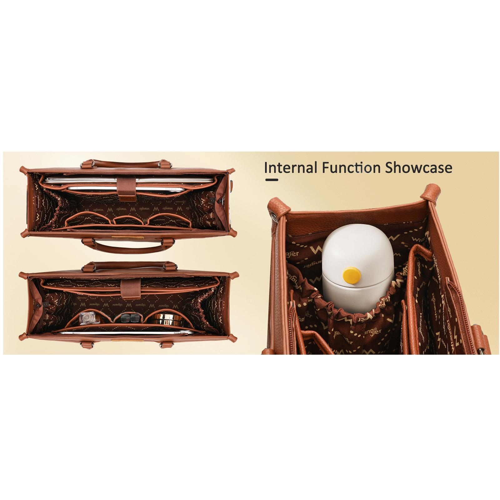 Wrangler Carry-All Large Laptop Tote Work Tote /Crossbody for Women Large Capacity Everyday Use Durable Commuter Purse Teacher, Doctor, Nurse