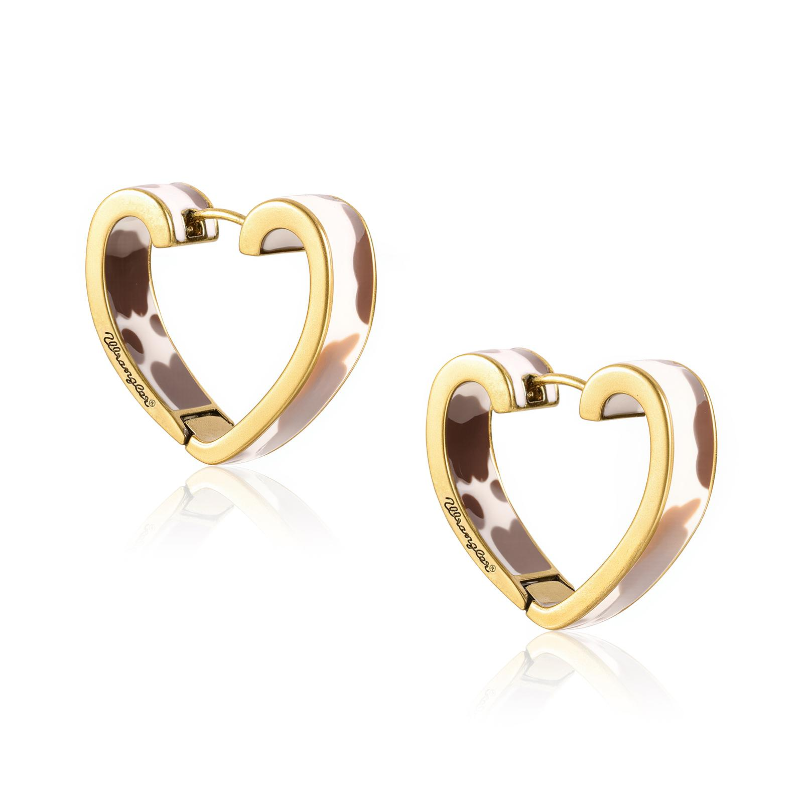 Wrangler Cow Print Open Heart Shape  Earrings