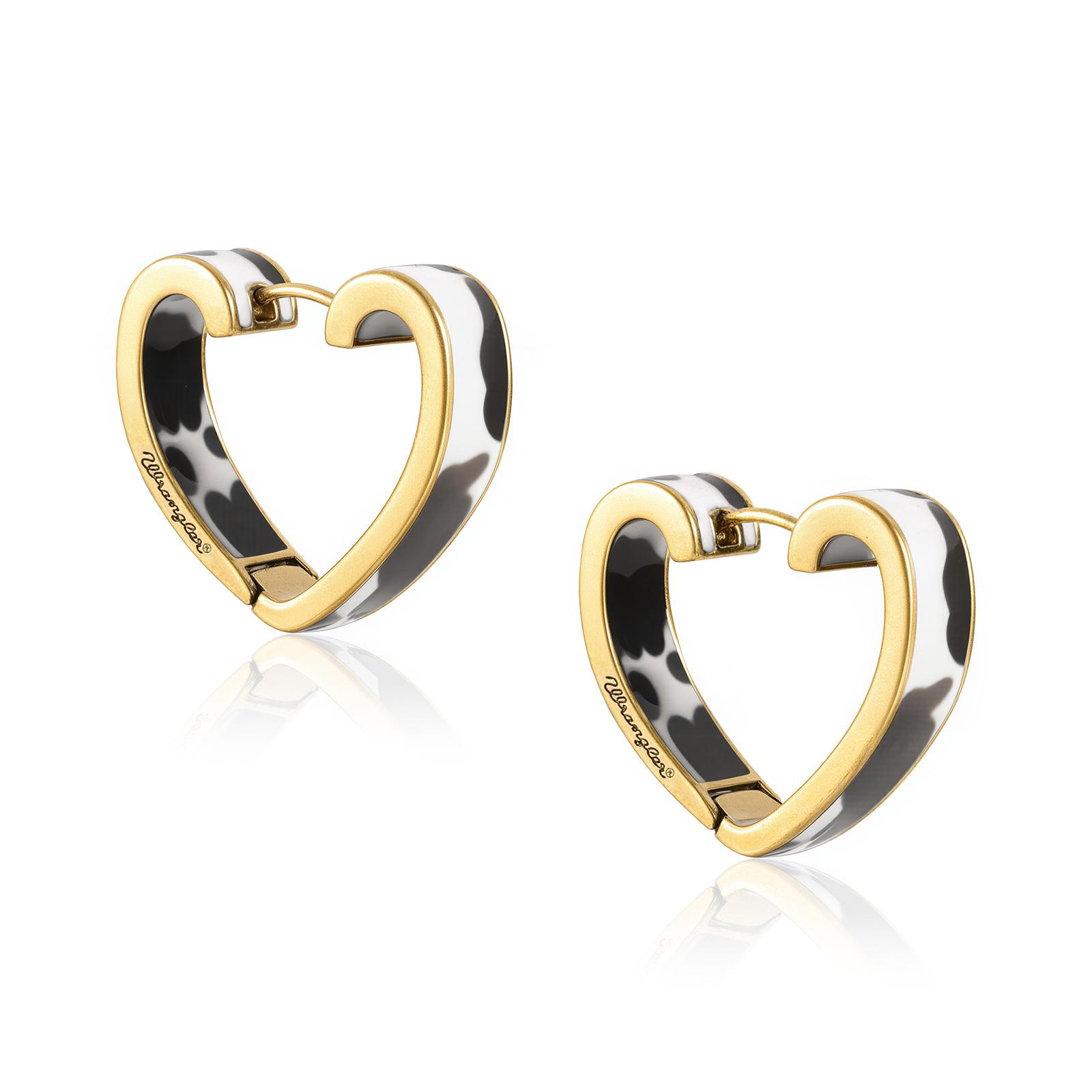 Wrangler Cow Print Open Heart Shape  Earrings