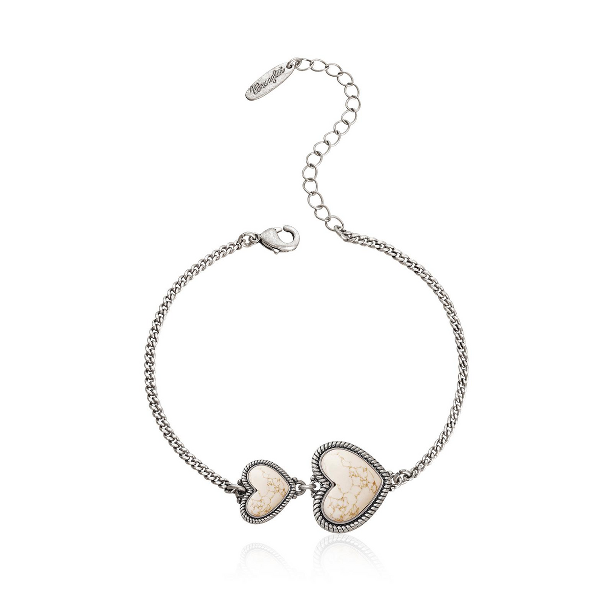 Wrangler Link Bracelets with Heart Charms and Adjustable Chain for Women's Fashion Jewelry
